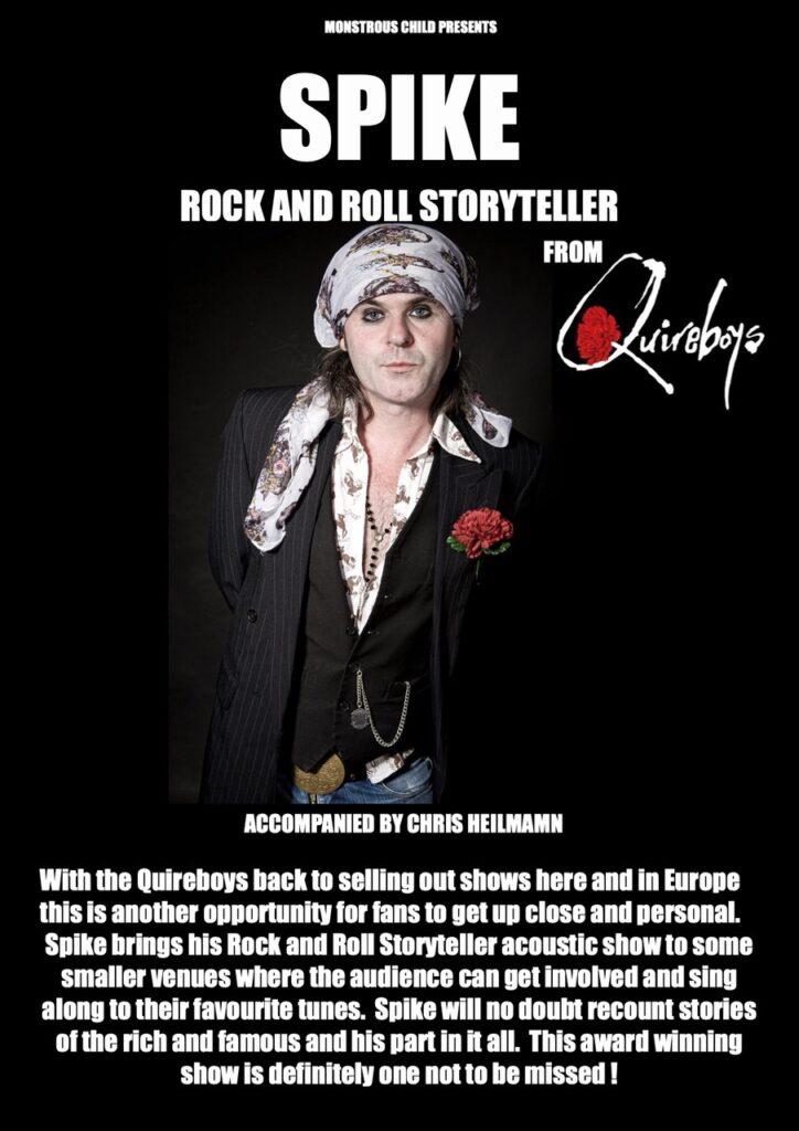 SPIKE - ROCK + ROLL STORYTELLER - QUIREBOYS - FUEL CARDIFF BANNER